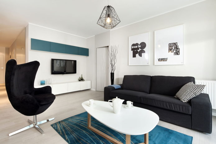 sofa sa isang interior ng skandinavia