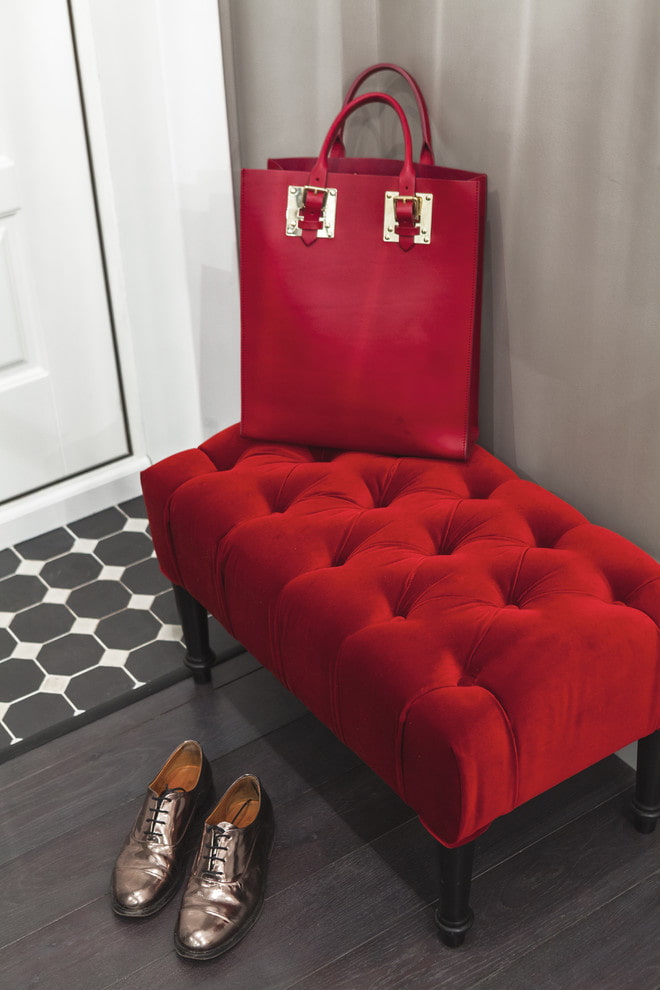 red pouf in the interior