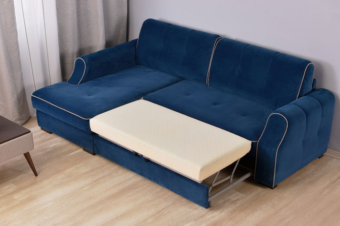 folding sofa model with an ottoman in the interior