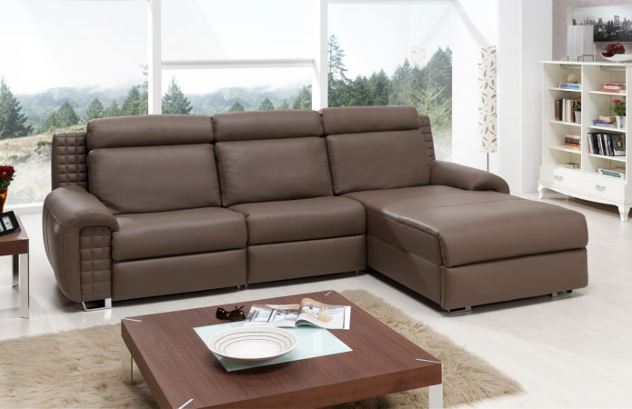 sofa model with a brown ottoman in the interior