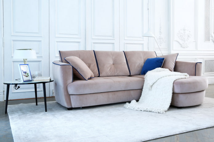 sofa model with an ottoman in the interior