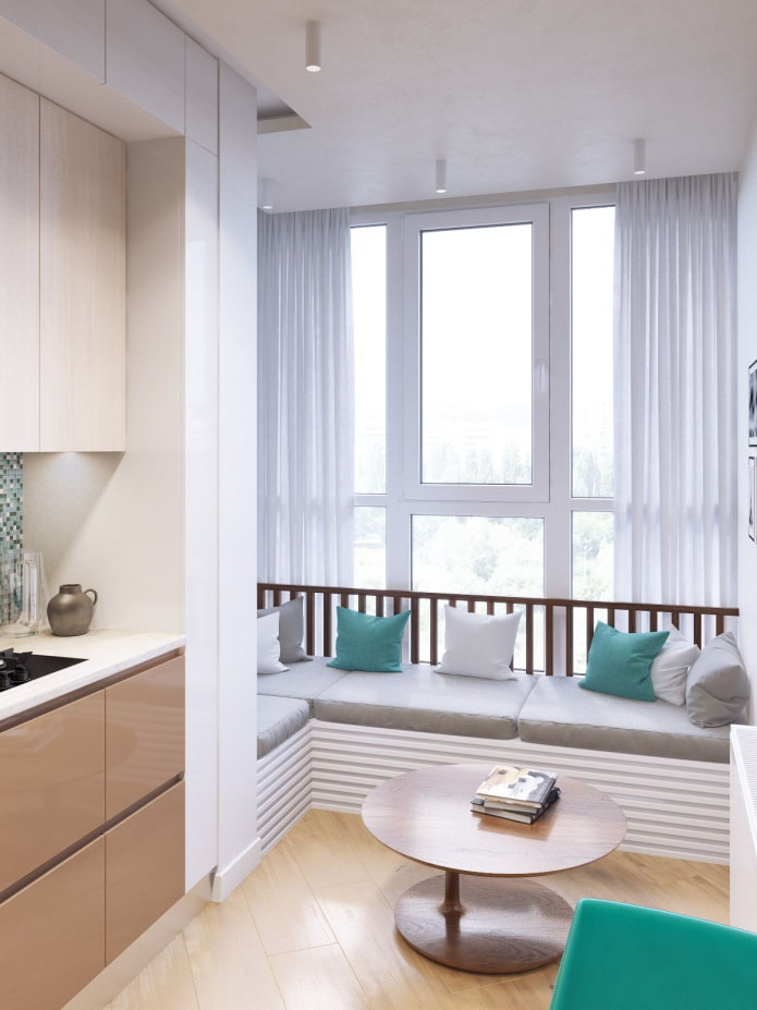 Sofa in der Küche kombiniert mit Balkon