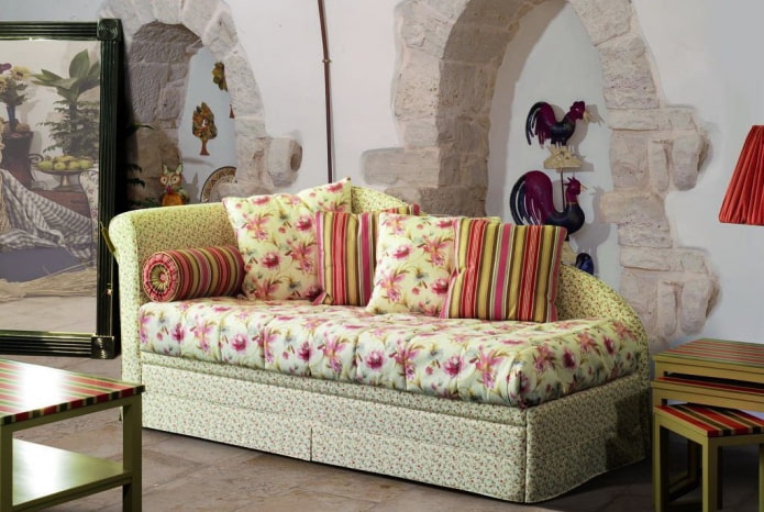 ottoman in the interior in Provence style
