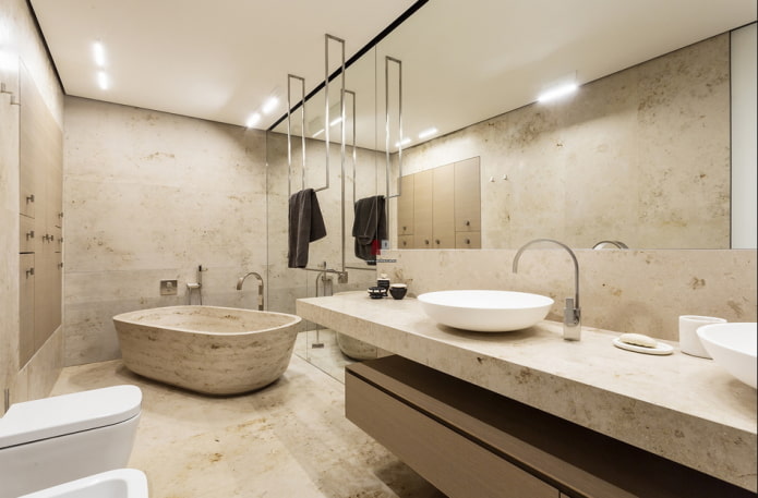 decorative stone bathtub in the interior