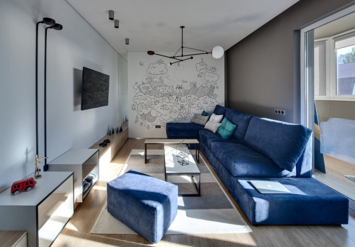 Floor-length sofa
