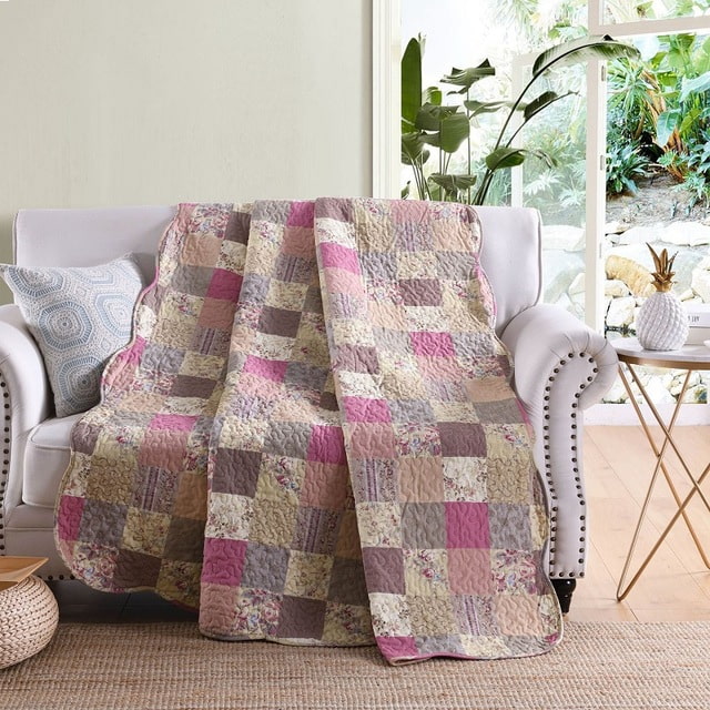 bedspread in the style of a patchwork sofa in the interior