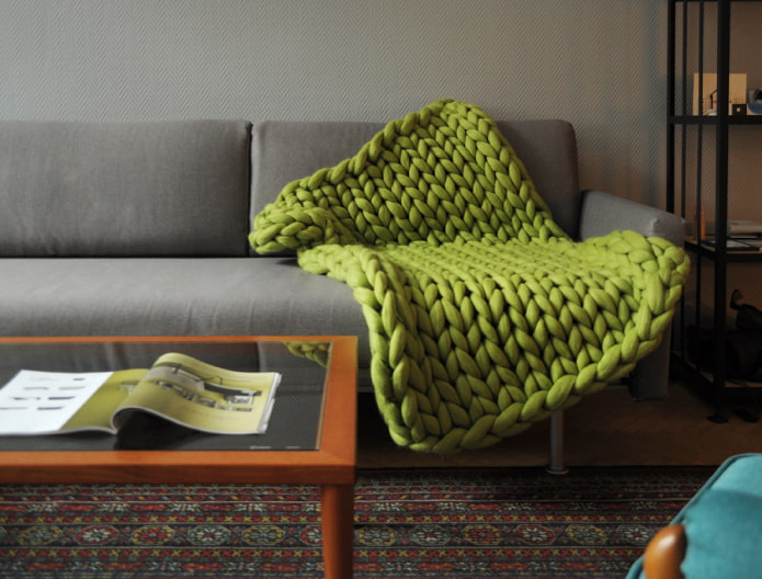 light green cover for the sofa in the interior