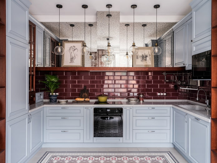 Burgundy tiles and grout