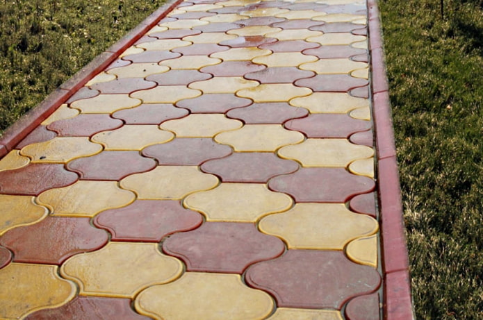 the layout of curly tiles for the sidewalk