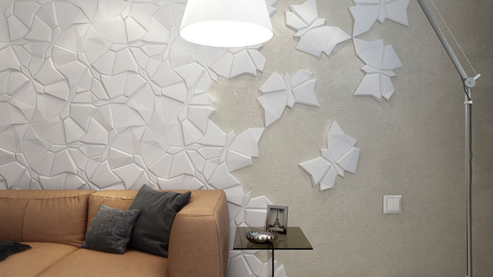 abstract form gypsum tiles in the interior