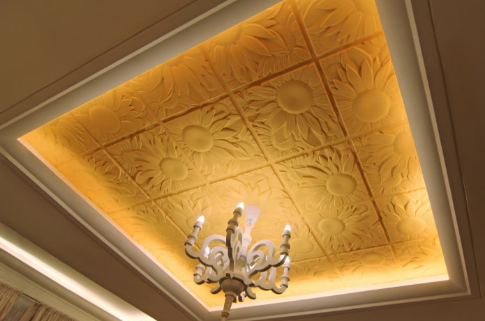 gypsum tiles on the ceiling in the interior