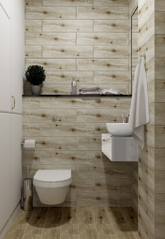 grout for tiles imitating wood in the interior