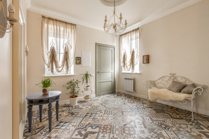 padlólapok a belső térben Provence stílusban