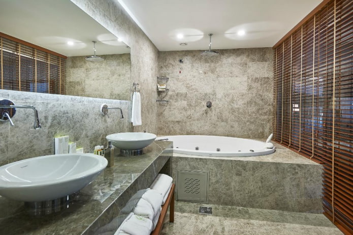 stone effect tiles in the bathroom interior
