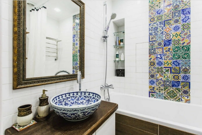 tiles in the bathroom interior in oriental style