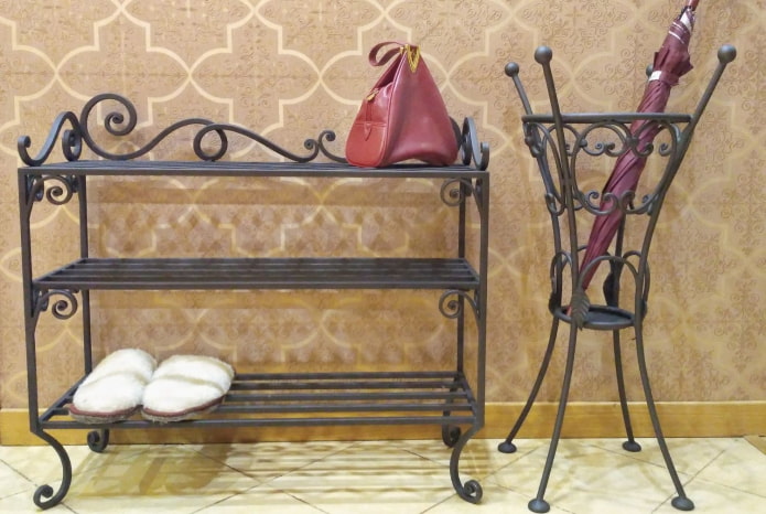 forged shoe rack in the interior of the hallway