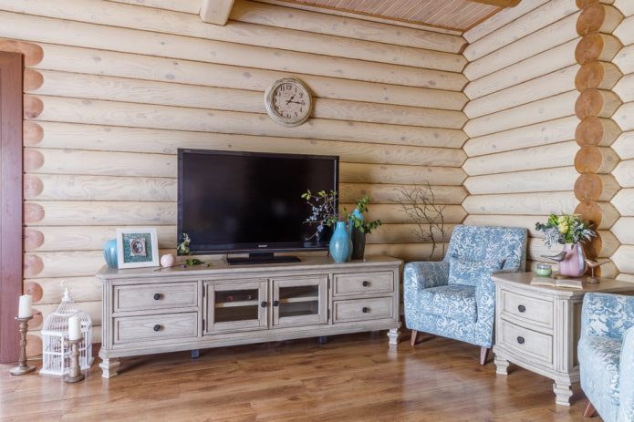 tv stand in country style interior