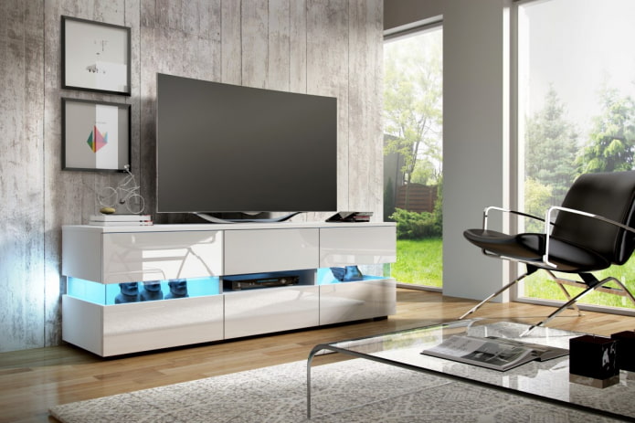 TV stand in high-tech interior