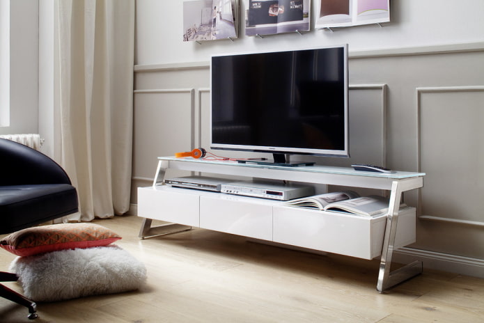 TV stand in high-tech interior