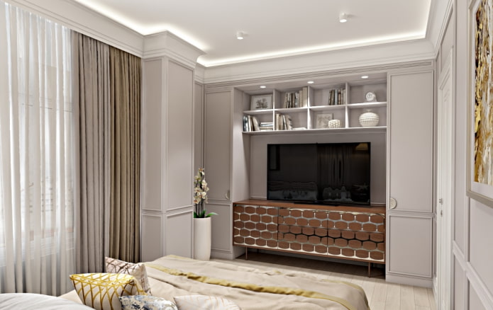 TV stand in neoclassical style interior