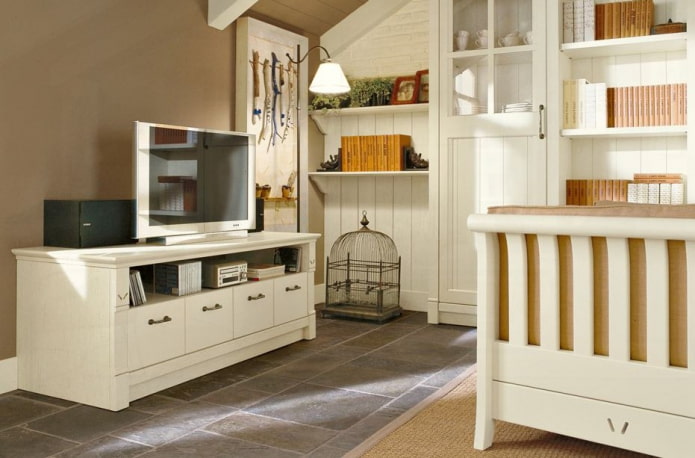 tv stand in country style interior