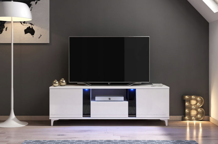TV stand in white in the interior