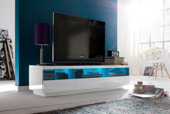 TV stand with lighting in the interior