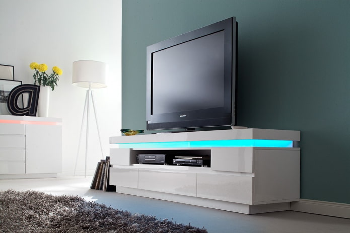 TV stand with lighting in the interior