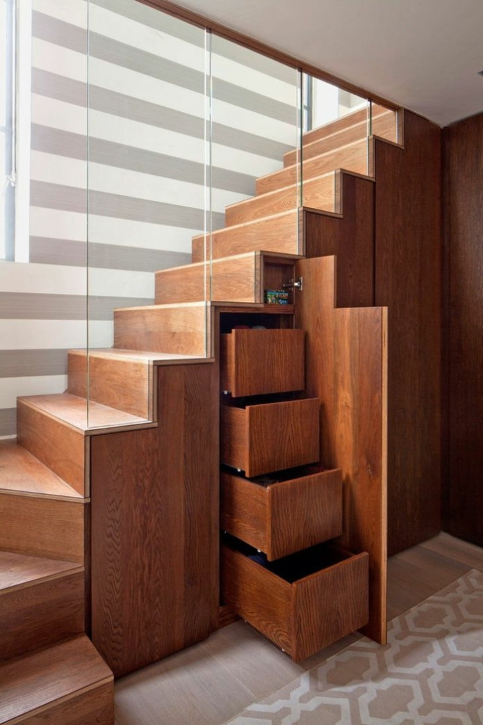wardrobe with drawers under the flight of stairs