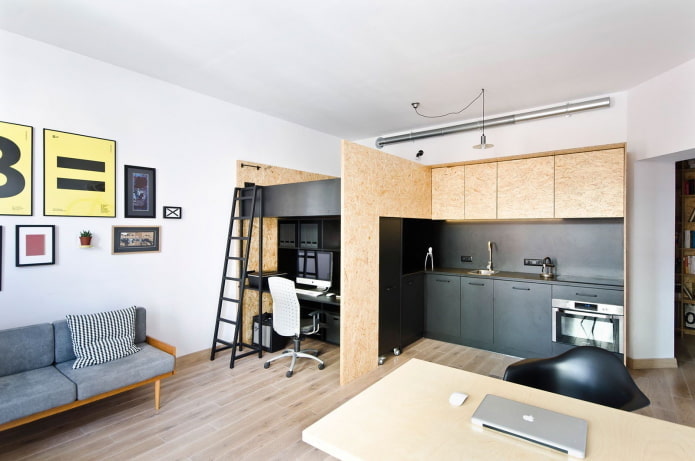 Interieur eines Etagenbett-Studio-Apartments