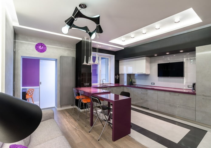 high-tech style kitchen-studio interior design
