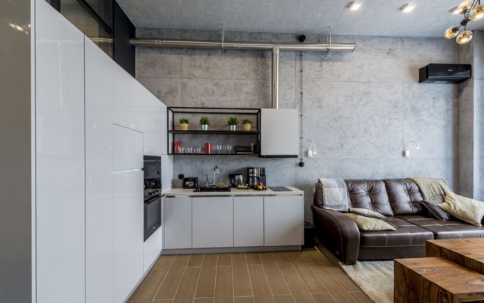 interior design of kitchen-studio