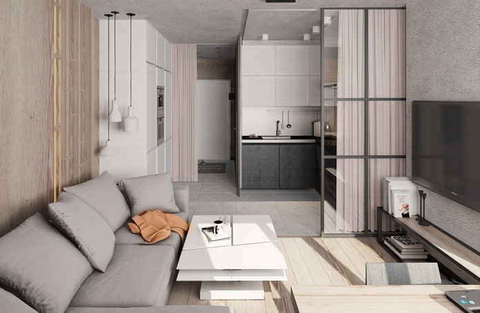 furnishing in the interior of a studio apartment
