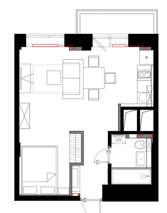 studio layout 29 sq. m.