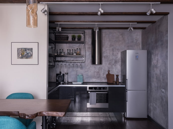 Küchenbereich im Inneren eines Studio-Apartments