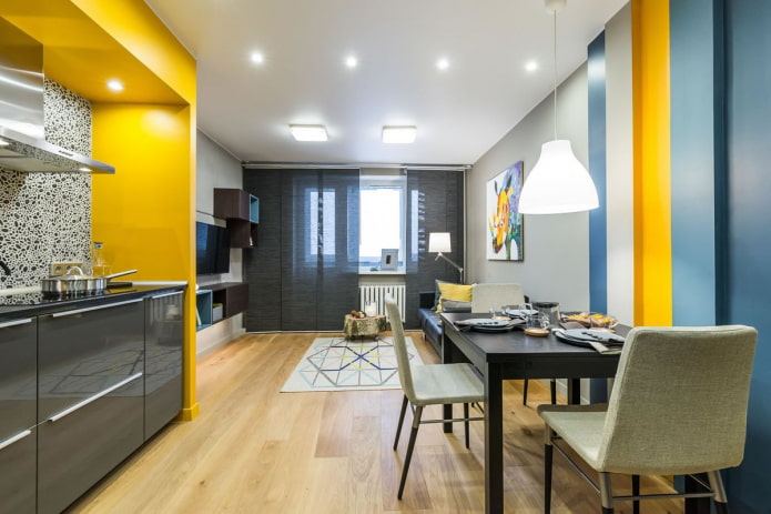 colors of the interior of the studio apartment