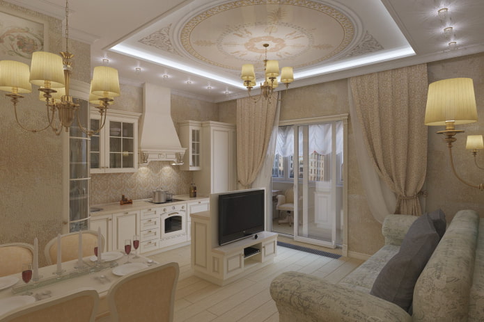 interior of a studio apartment in a classic style