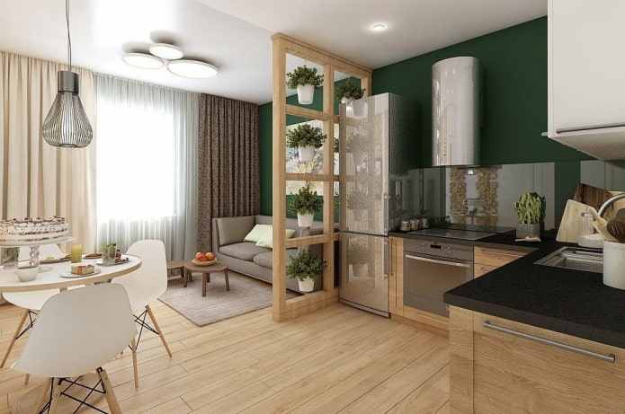 interior of a studio apartment with one window