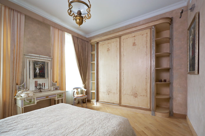 wardrobe in the bedroom interior in a classic style