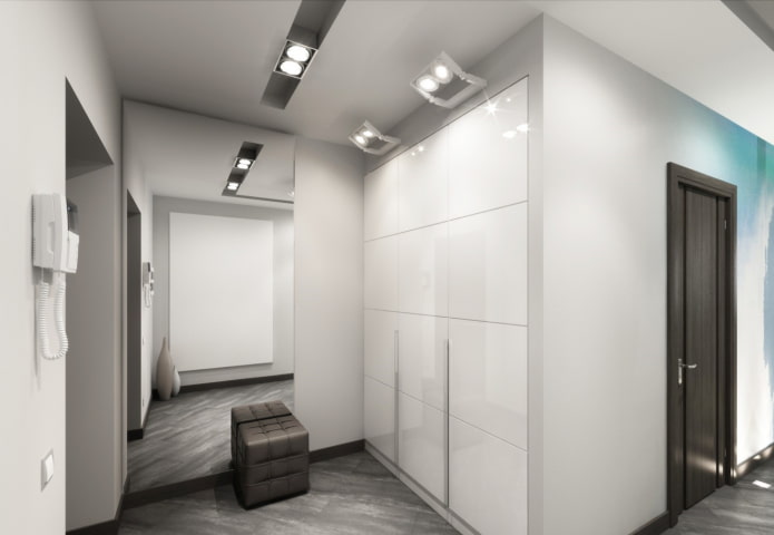 wardrobe sa loob ng koridor sa estilo ng minimalism