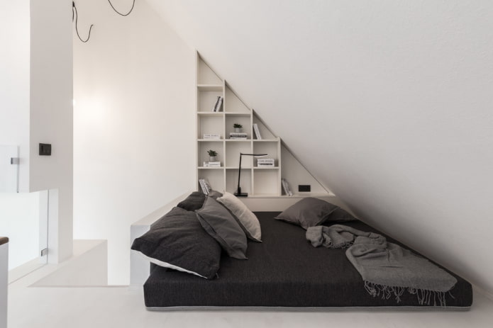 shelves above the berth in the style of minimalism