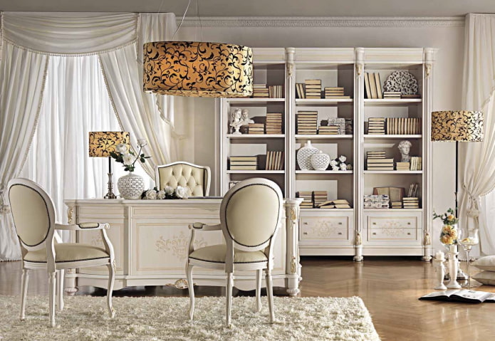 bookshelves in the interior in a classic style