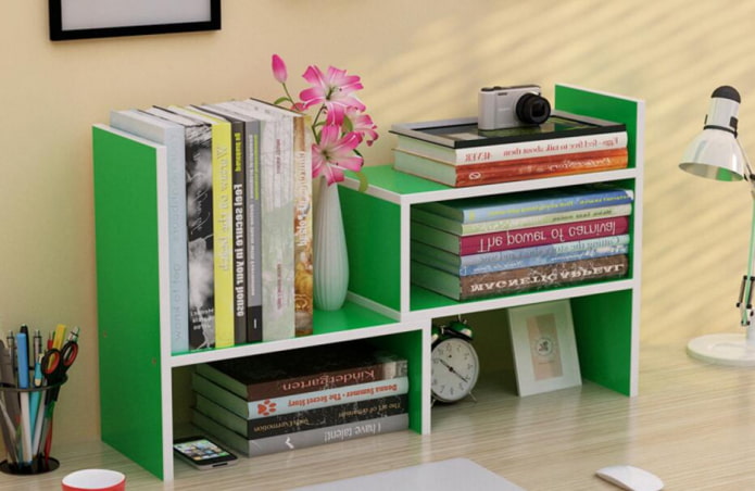 desktop bookshelves in the interior