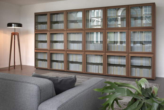 design of bookshelves in the interior