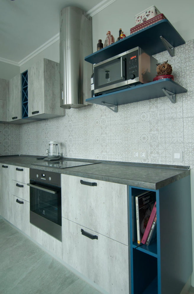 shelves for household appliances in the interior of the kitchen