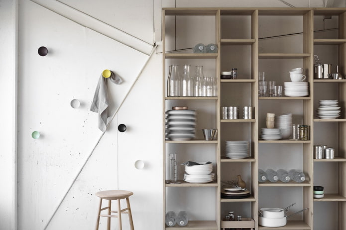 shelving in the interior of the kitchen