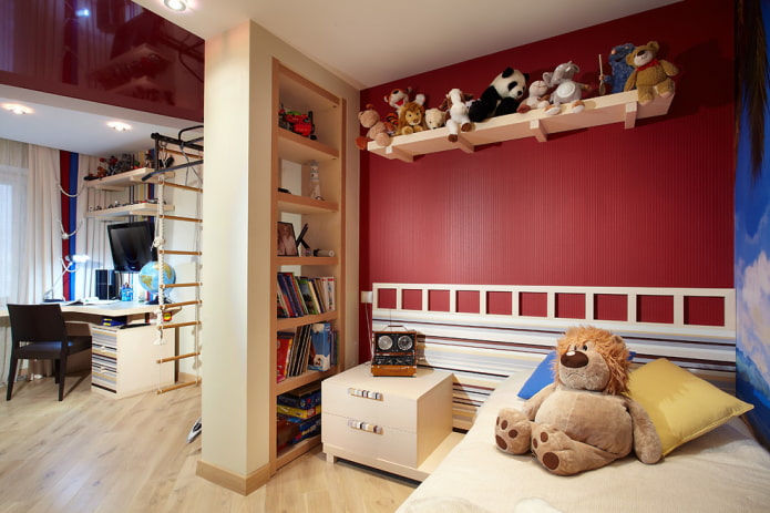 shelves for toys in the interior of the nursery