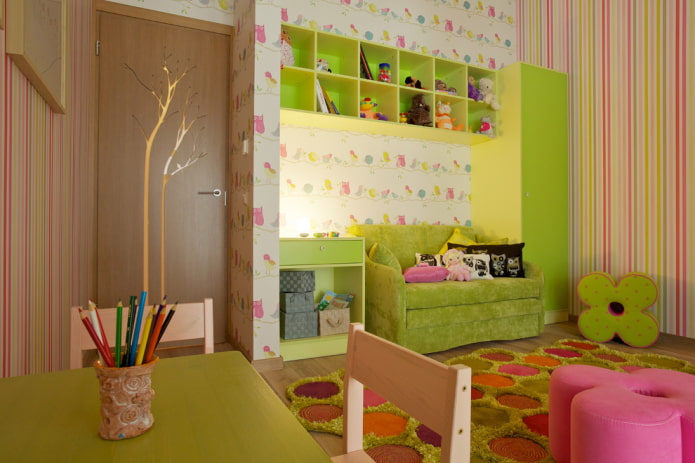 coloring of shelves in the interior of the nursery