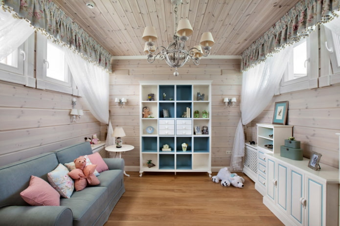shelves in the nursery in the style of provence