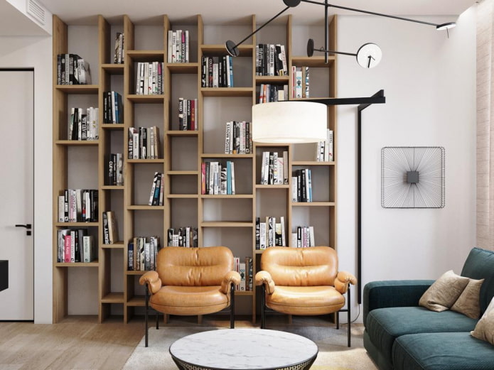 shelving structure in a modern interior